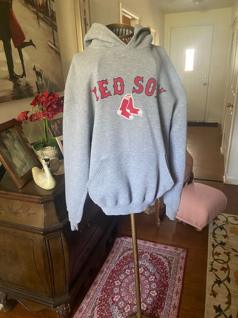 Russell Athletic Gray 'Red Sox' Pullover Hoodie with Red Logo